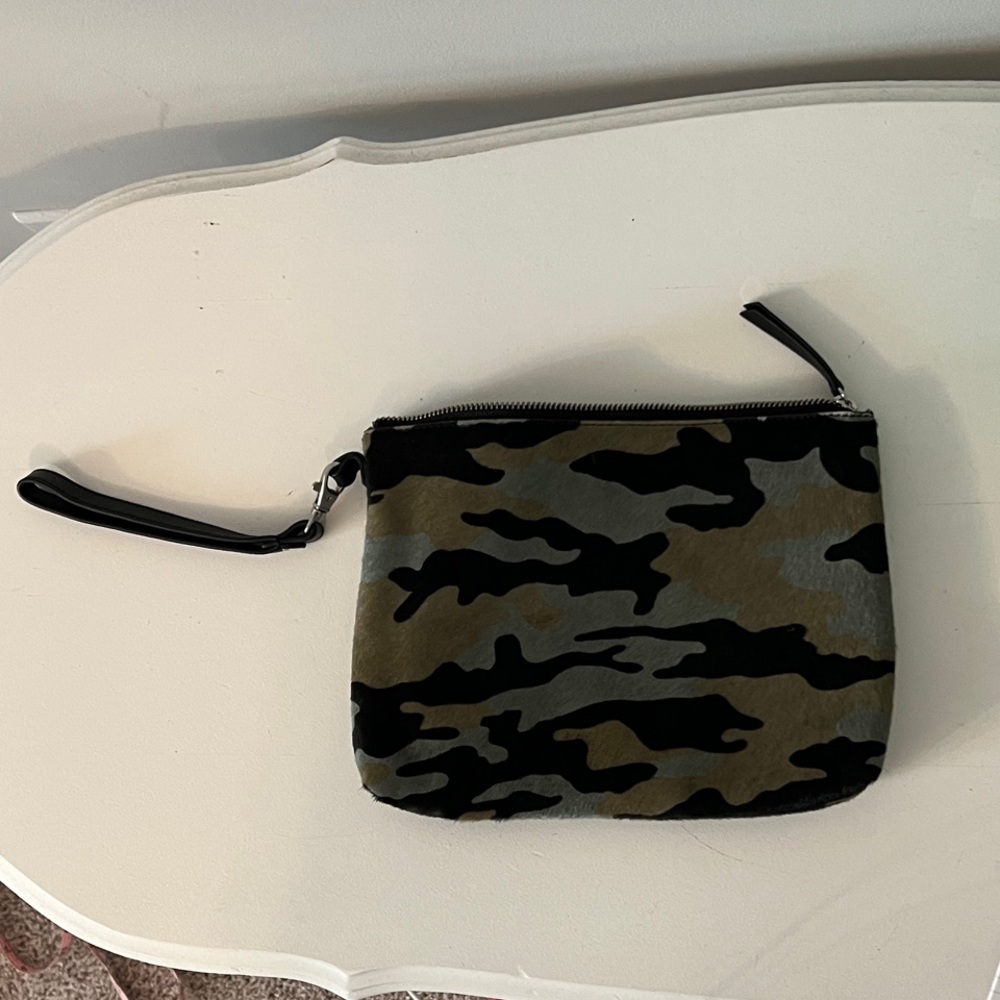Chico's Black and Green Camouflage Wristlet